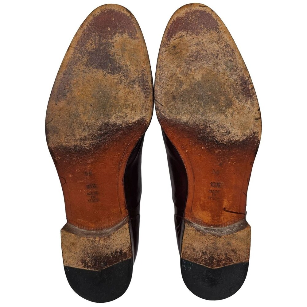 Vintage Bally Italy Dress Shoes Mens size 10.5 Burgundy Calfskin Leather Oxfords - Picture 5 of 11